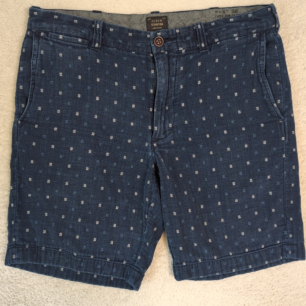 J. Crew Stanton Men's 32 100% Cotton 9" Inseam Shorts Blue Wispy Floral Print